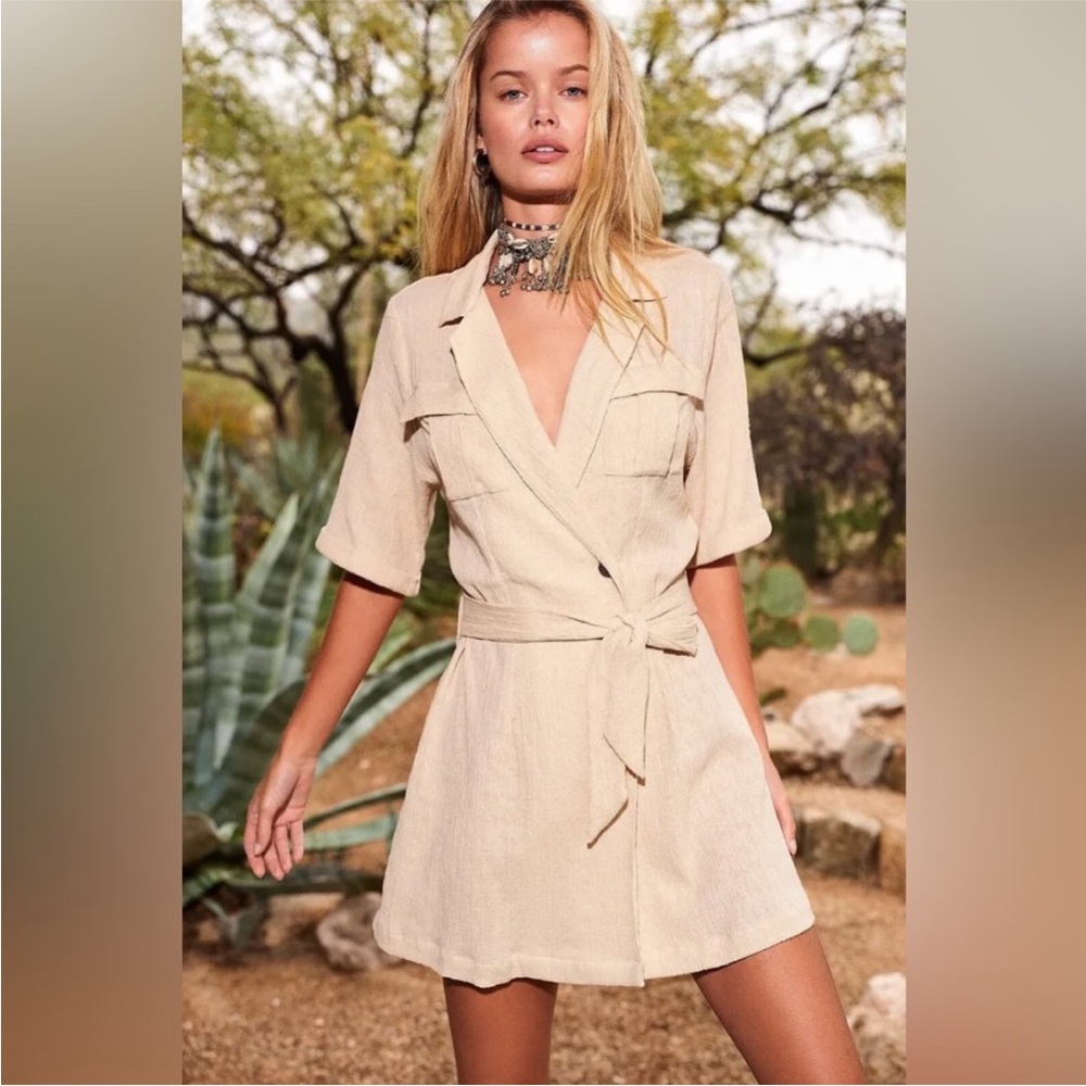 Free People Clementine Mini Dress Gauzy Crinkle Cotton Wrap Size Small